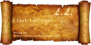 Liszt Lőrinc névjegykártya